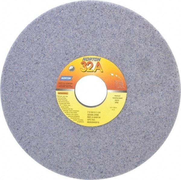 Norton - 7" Diam x 1-1/4" Hole x 3/4" Thick, J Hardness, 46 Grit Surface Grinding Wheel - Aluminum Oxide, Type 5, Coarse Grade, 3,600 Max RPM, Vitrified Bond, One-Side Recess - USA Tool & Supply