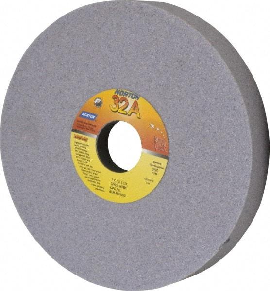 Norton - 7" Diam x 1-1/4" Hole x 1" Thick, K Hardness, 60 Grit Surface Grinding Wheel - Aluminum Oxide, Type 5, Medium Grade, 3,600 Max RPM, Vitrified Bond, One-Side Recess - USA Tool & Supply