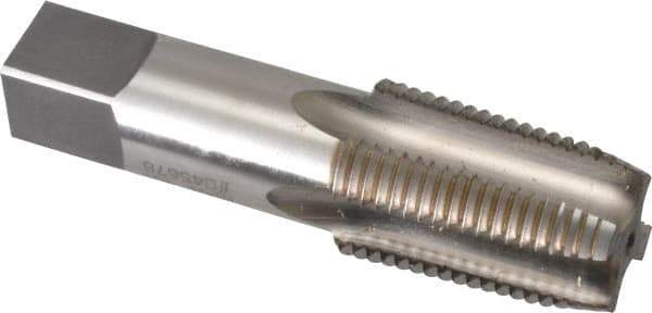 Reiff & Nestor - 1/2-14 NPTF Thread, 4 Flute Standard Pipe Tap - 3-1/8" OAL, 1-3/8" Thread Length, 11/16" Shank Diam, Bright Finish, High Speed Steel - Exact Industrial Supply