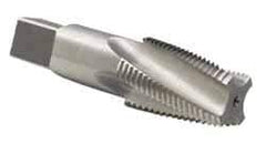 Reiff & Nestor - 3/8-18 NPT, 15° Helix, 4 Flutes, Bright Finish, High Speed Steel, Spiral Flute Pipe Tap - Right Hand Flute, 0.7" Shank Diam, 1-1/16" Thread Length, 0.4540" Projection, 1/2" Square Size, Series 120GS - Exact Industrial Supply