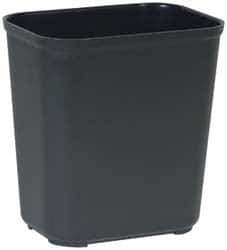 Rubbermaid - 28 Qt Black Rectangle Trash Can - Fiberglass, 14" High x 16-1/2" Long x 9" Wide - USA Tool & Supply