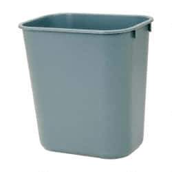 Rubbermaid - 14 Qt Gray Rectangle Trash Can - Polyethylene, 12-1/8" High x 11-3/8" Long x 8-1/4" Wide - USA Tool & Supply