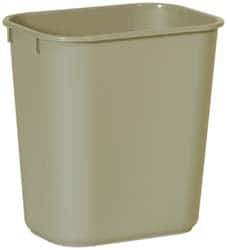 Rubbermaid - 14 Qt Beige Rectangle Trash Can - Polyethylene, 12-1/8" High x 11-3/8" Long x 8-1/4" Wide - USA Tool & Supply