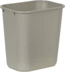 Rubbermaid - 28 Qt Beige Rectangle Trash Can - Polyethylene, 15" High x 14-3/8" Long x 10-1/4" Wide - USA Tool & Supply