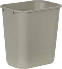 Rubbermaid - 28 Qt Beige Rectangle Trash Can - Polyethylene, 15" High x 14-3/8" Long x 10-1/4" Wide - USA Tool & Supply