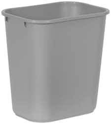 Rubbermaid - 28 Qt Gray Rectangle Trash Can - Polyethylene, 15" High x 14-3/8" Long x 10-1/4" Wide - USA Tool & Supply