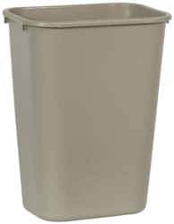 Rubbermaid - 41 Qt Beige Rectangle Trash Can - Polyethylene, 19-7/8" High x 15-1/4" Long x 11" Wide - USA Tool & Supply