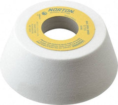 Norton - 4" Diam, 1-1/4" Hole Size, 1-1/2" Overall Thickness, 80 Grit, Type 11 Tool & Cutter Grinding Wheel - Medium Grade, Aluminum Oxide, K Hardness, Vitrified Bond, 5,730 RPM - USA Tool & Supply