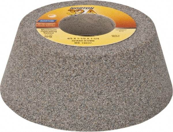 Norton - 4" Diam, 1-1/4" Hole Size, 1-1/2" Overall Thickness, 60 Grit, Type 11 Tool & Cutter Grinding Wheel - Medium Grade, Aluminum Oxide, K Hardness, Vitrified Bond, 5,730 RPM - USA Tool & Supply