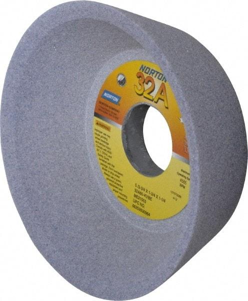 Norton - 5" Diam, 1-1/4" Hole Size, 1-3/4" Overall Thickness, 60 Grit, Type 11 Tool & Cutter Grinding Wheel - Medium Grade, Aluminum Oxide, K Hardness, Vitrified Bond, 4,585 RPM - USA Tool & Supply