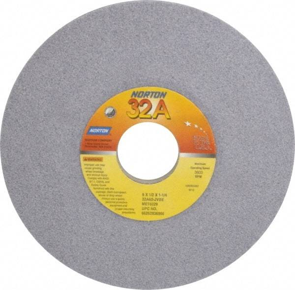 Norton - 6" Diam, 1-1/4" Hole Size, 1/2" Overall Thickness, 60 Grit, Type 12 Tool & Cutter Grinding Wheel - Medium Grade, Aluminum Oxide, J Hardness, Vitrified Bond, 4,140 RPM - USA Tool & Supply