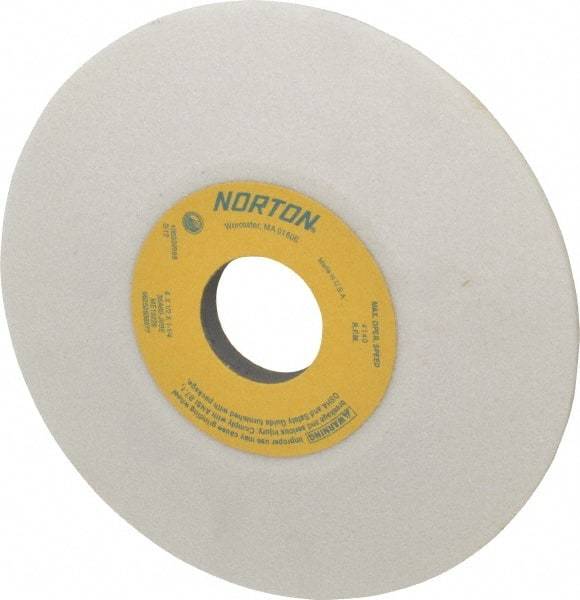 Norton - 6" Diam, 1-1/4" Hole Size, 1/2" Overall Thickness, 60 Grit, Type 12 Tool & Cutter Grinding Wheel - Medium Grade, Aluminum Oxide, J Hardness, Vitrified Bond, 4,140 RPM - USA Tool & Supply