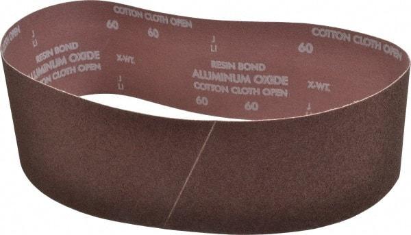 Norton - 4" Wide x 36" OAL, 60 Grit, Aluminum Oxide Abrasive Belt - Aluminum Oxide, Medium, Coated, X Weighted Cloth Backing, Series R228 - USA Tool & Supply