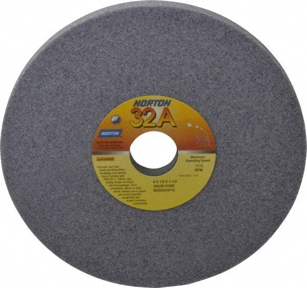 Norton - 8" Diam x 1-1/4" Hole x 1/2" Thick, H Hardness, 46 Grit Surface Grinding Wheel - Aluminum Oxide, Type 1, Coarse Grade, 3,105 Max RPM, Vitrified Bond, No Recess - USA Tool & Supply