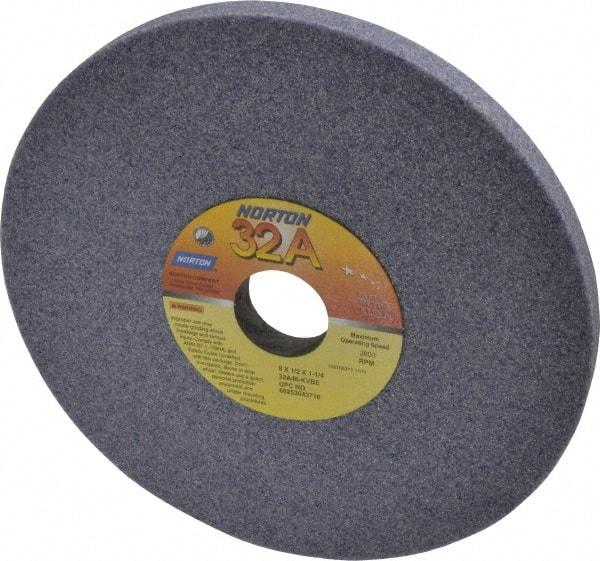 Norton - 8" Diam x 1-1/4" Hole x 1/2" Thick, K Hardness, 46 Grit Surface Grinding Wheel - Aluminum Oxide, Type 1, Coarse Grade, 3,600 Max RPM, Vitrified Bond, No Recess - USA Tool & Supply