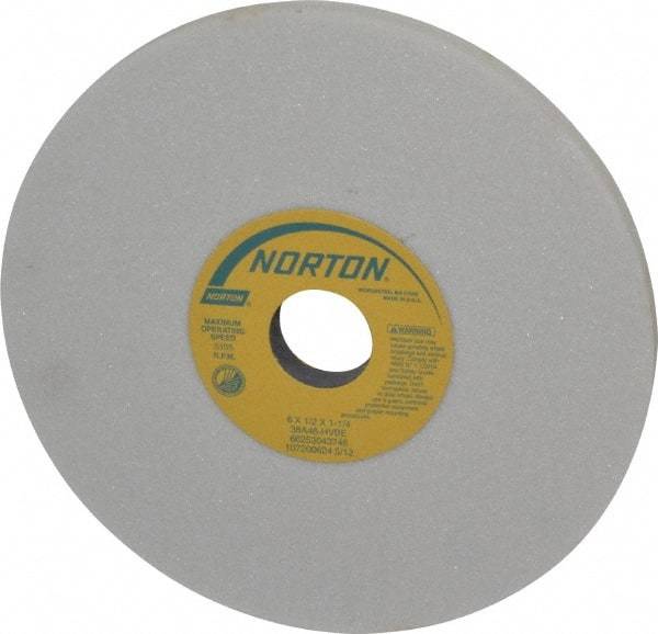Norton - 8" Diam x 1-1/4" Hole x 1/2" Thick, H Hardness, 46 Grit Surface Grinding Wheel - Aluminum Oxide, Type 1, Coarse Grade, 3,105 Max RPM, Vitrified Bond, No Recess - USA Tool & Supply
