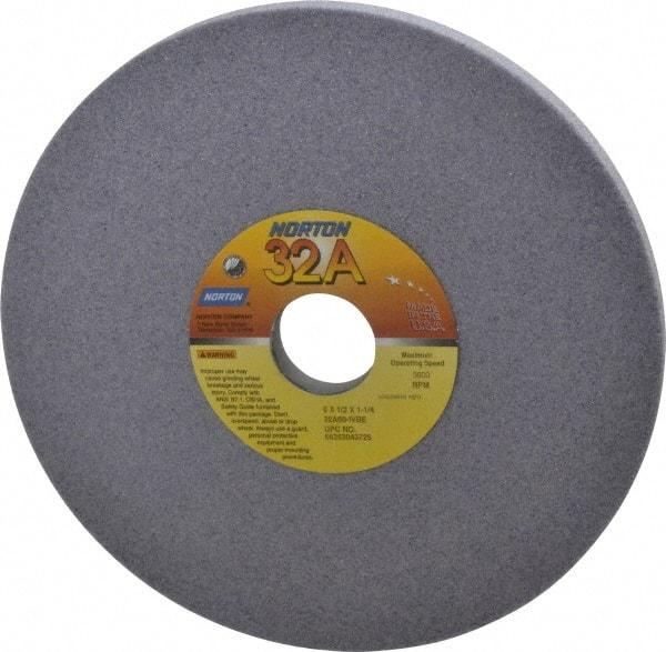 Norton - 8" Diam x 1-1/4" Hole x 1/2" Thick, I Hardness, 60 Grit Surface Grinding Wheel - Aluminum Oxide, Type 1, Medium Grade, 3,600 Max RPM, Vitrified Bond, No Recess - USA Tool & Supply