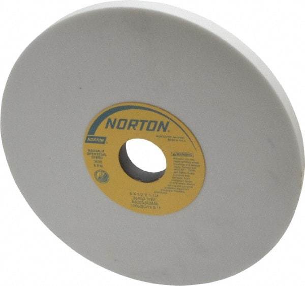 Norton - 8" Diam x 1-1/4" Hole x 1/2" Thick, I Hardness, 80 Grit Surface Grinding Wheel - Aluminum Oxide, Type 1, Medium Grade, 3,600 Max RPM, Vitrified Bond, No Recess - USA Tool & Supply