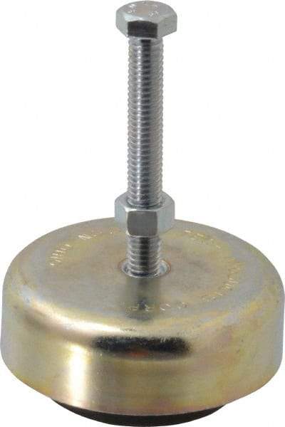Tech Products - 500 Lb Capacity, 3/8-16 Thread, Steel Stud, Studded Socket Mount Leveling Mount - 3" Stud Length, 3-1/8" Base Diam, Neoprene Pad, 3/8" Hex - USA Tool & Supply