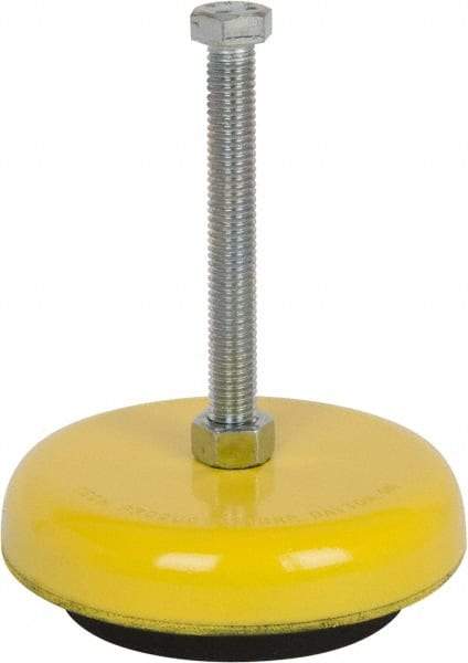 Tech Products - 1000 Lb Capacity, 1/2-13 Thread, Steel Stud, Studded Socket Mount Leveling Mount - 5" Stud Length, 4-3/4" Base Diam, Neoprene Pad, 1/2" Hex - USA Tool & Supply