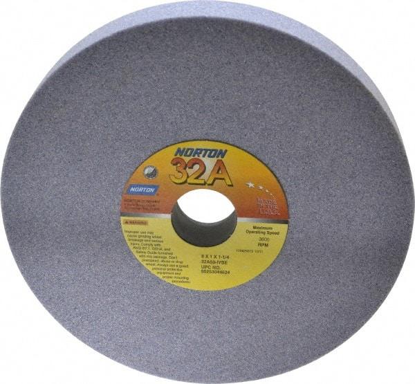 Norton - 8" Diam x 1-1/4" Hole x 1" Thick, I Hardness, 60 Grit Surface Grinding Wheel - Aluminum Oxide, Type 1, Medium Grade, 3,600 Max RPM, Vitrified Bond, No Recess - USA Tool & Supply