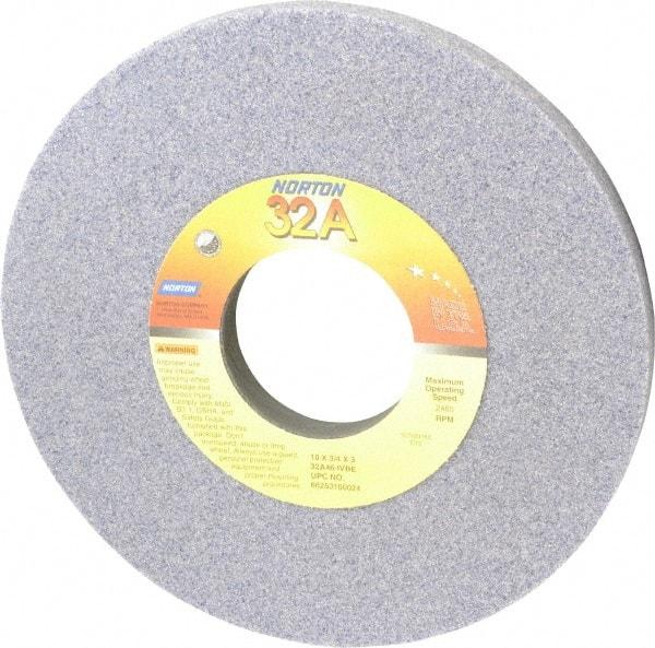 Norton - 10" Diam x 3" Hole x 3/4" Thick, I Hardness, 46 Grit Surface Grinding Wheel - Aluminum Oxide, Type 1, Coarse Grade, 2,485 Max RPM, Vitrified Bond, No Recess - USA Tool & Supply