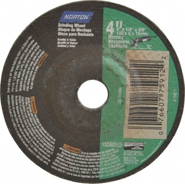 Norton - 10" Diam x 3" Hole x 3/4" Thick, I Hardness, 60 Grit Surface Grinding Wheel - Aluminum Oxide, Type 1, Medium Grade, 2,485 Max RPM, Vitrified Bond, No Recess - USA Tool & Supply