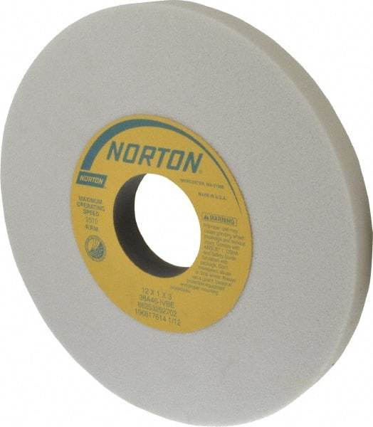 Norton - 12" Diam x 3" Hole x 1" Thick, I Hardness, 46 Grit Surface Grinding Wheel - Aluminum Oxide, Type 1, Coarse Grade, 2,070 Max RPM, Vitrified Bond, No Recess - USA Tool & Supply