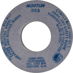 Norton - 12" Diam x 5" Hole x 1" Thick, K Hardness, 60 Grit Surface Grinding Wheel - Aluminum Oxide, Type 1, Medium Grade, 2,705 Max RPM, Vitrified Bond, No Recess - USA Tool & Supply