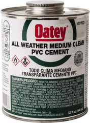 Oatey - 32 oz All-Purpose Medium Bodied Cement - Clear, Use with PVC - USA Tool & Supply