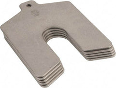 Made in USA - 5 Piece, 3 Inch Long x 3 Inch Wide x 0.075 Inch Thick, Slotted Shim Stock - Stainless Steel, 3/4 Inch Wide Slot - USA Tool & Supply