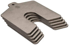 Made in USA - 5 Piece, 3 Inch Long x 3 Inch Wide x 0.1 Inch Thick, Slotted Shim Stock - Stainless Steel, 3/4 Inch Wide Slot - USA Tool & Supply