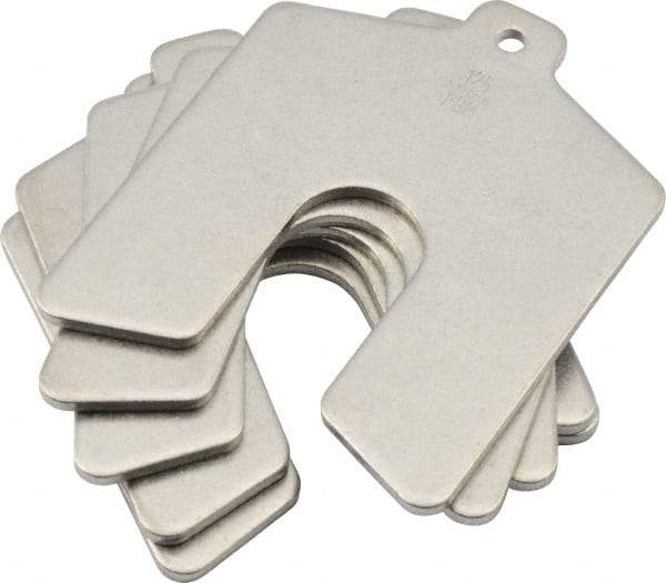 Made in USA - 5 Piece, 3 Inch Long x 3 Inch Wide x 0.125 Inch Thick, Slotted Shim Stock - Stainless Steel, 3/4 Inch Wide Slot - USA Tool & Supply