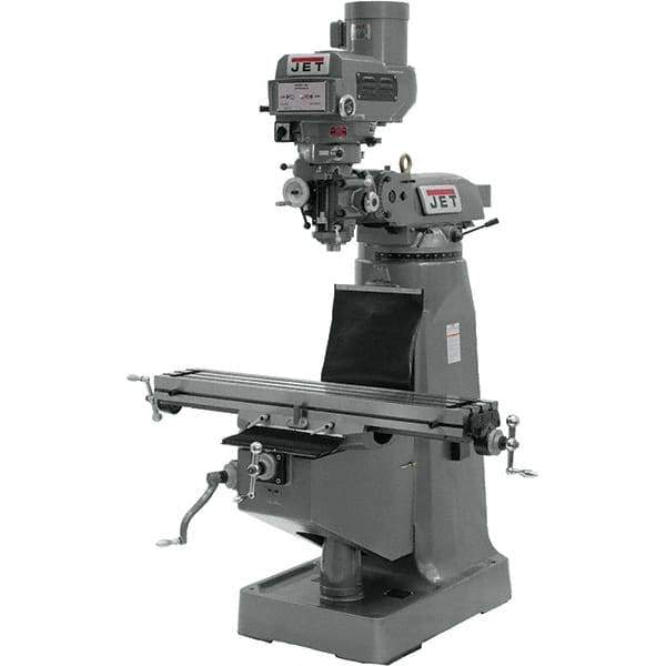 Jet - 9" Table Width x 49" Table Length, Variable Speed Pulley Control, 1 Phase Knee Milling Machine - R8 Spindle Taper, 2 hp - USA Tool & Supply