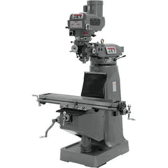 Jet - 9" Table Width x 49" Table Length, Variable Speed Pulley Control, 1 Phase Knee Milling Machine - R8 Spindle Taper, 2 hp - USA Tool & Supply