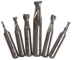 Cleveland - 1/8 to 1/2", 2 Flute End Mill Set - Uncoated, Cobalt, Centercutting - USA Tool & Supply