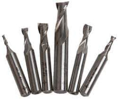 Cleveland - 1/8 to 1/2", 2 Flute End Mill Set - Uncoated, Cobalt, Centercutting - USA Tool & Supply