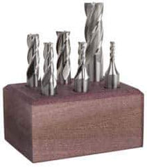 Cleveland - 1/8 to 1/2", 4 Flute End Mill Set - Uncoated, Cobalt, Centercutting - USA Tool & Supply