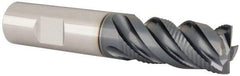 Iscar - 3/4" Diam, 1-1/2" LOC, 4 Flute Solid Carbide Roughing & Finishing Corner Chamfer End Mill - TiAlN Finish, 4" OAL, 3/4" Shank Diam, Weldon Shank, 45° Helix, Centercutting - USA Tool & Supply