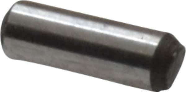 Value Collection - 1/16" Diam x 3/16" Pin Length Grade 8 Alloy Steel Standard Dowel Pin - C 50-58 Hardness, 800 Lb Breaking Strength, 1 Beveled & 1 Rounded End - USA Tool & Supply