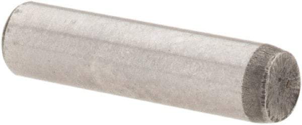 Value Collection - 1/8" Diam x 1/2" Pin Length Grade 8 Alloy Steel Standard Dowel Pin - C 50-58 Hardness, 3,200 Lb Breaking Strength, 1 Beveled & 1 Rounded End - USA Tool & Supply