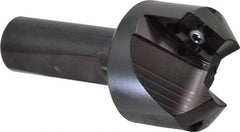 Kyocera - 45° Lead Angle, 1.65" Max Cut Diam, 0.8" Min Cut Diam, 0.44" Max Depth of Cut, Indexable Chamfer and Angle End Mill - 2 Inserts, APET 1604 Insert Style, 3-1/4" Overall Length, Straight Shank, 90° Included Angle - USA Tool & Supply