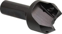 Kyocera - 30° Lead Angle, 1.62" Max Cut Diam, 1" Min Cut Diam, 0.544" Max Depth of Cut, Indexable Chamfer and Angle End Mill - 2 Inserts, APET 1604 Insert Style, 3-1/4" Overall Length, Straight Shank, 60° Included Angle - USA Tool & Supply