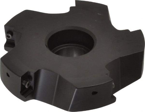 Kyocera - 5 Inserts, 4" Cut Diam, 1" Arbor Diam, 0.64" Max Depth of Cut, Indexable Square-Shoulder Face Mill - 0/90° Lead Angle, 1.57" High, APET 1604 Insert Compatibility, Series FM--AL - USA Tool & Supply