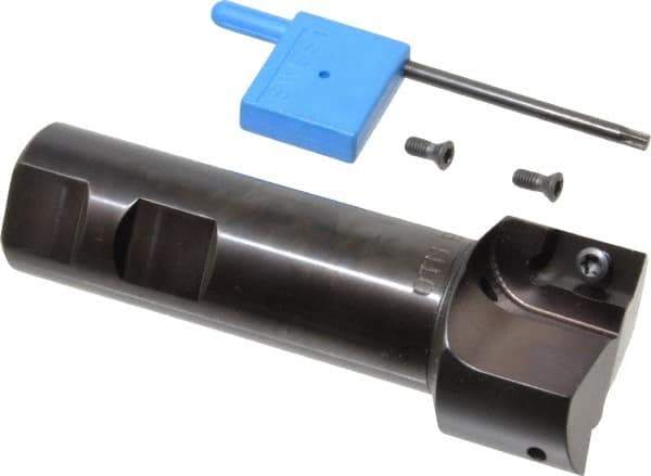 Kyocera - 1-1/2" Cut Diam, 0.64" Max Depth of Cut, 1" Shank Diam, 4" OAL, Indexable Square Shoulder End Mill - APET 1604 Inserts, Weldon Shank, 90° Lead Angle, Through Coolant - USA Tool & Supply