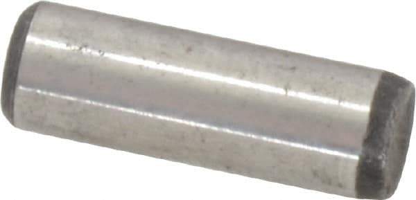 Value Collection - 1/4" Diam x 3/4" Pin Length Grade 8 Alloy Steel Standard Dowel Pin - C 50-58 Hardness, 12,800 Lb Breaking Strength, 1 Beveled & 1 Rounded End - USA Tool & Supply