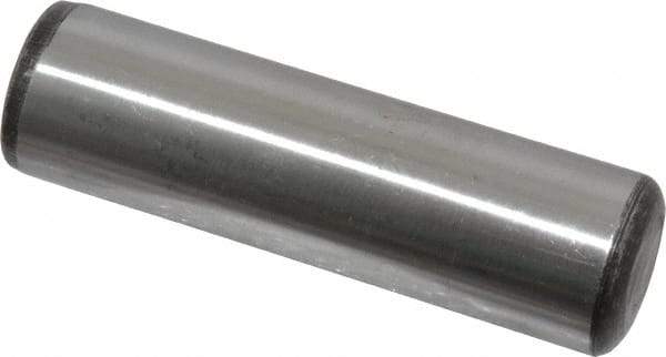 Value Collection - 1" Diam x 3-1/2" Pin Length Grade 8 Alloy Steel Standard Dowel Pin - C 50-58 Hardness, 204,000 Lb Breaking Strength, 1 Beveled & 1 Rounded End - USA Tool & Supply