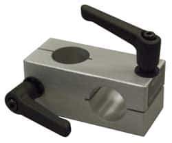 80/20 Inc. - 2 Inch Wide x 2 Inch High x 3 Inch Deep Quick Stanchion Cross Clamp - 1.004 Inch Hole x 0.257 Inch Bolt Hole Diameter - USA Tool & Supply