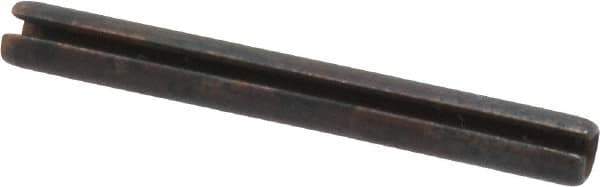 Made in USA - 1/8" Diam x 1-1/8" Long Slotted Spring Pin - Grade 1070-1090 Alloy Steel, Black Oxide Finish - USA Tool & Supply