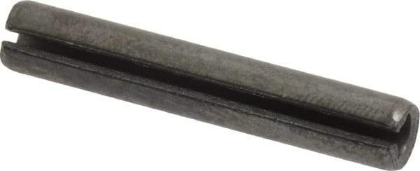 Made in USA - 1/4" Diam x 1-1/2" Long Slotted Spring Pin - Grade 1070-1090 Alloy Steel, Black Oxide Finish - USA Tool & Supply